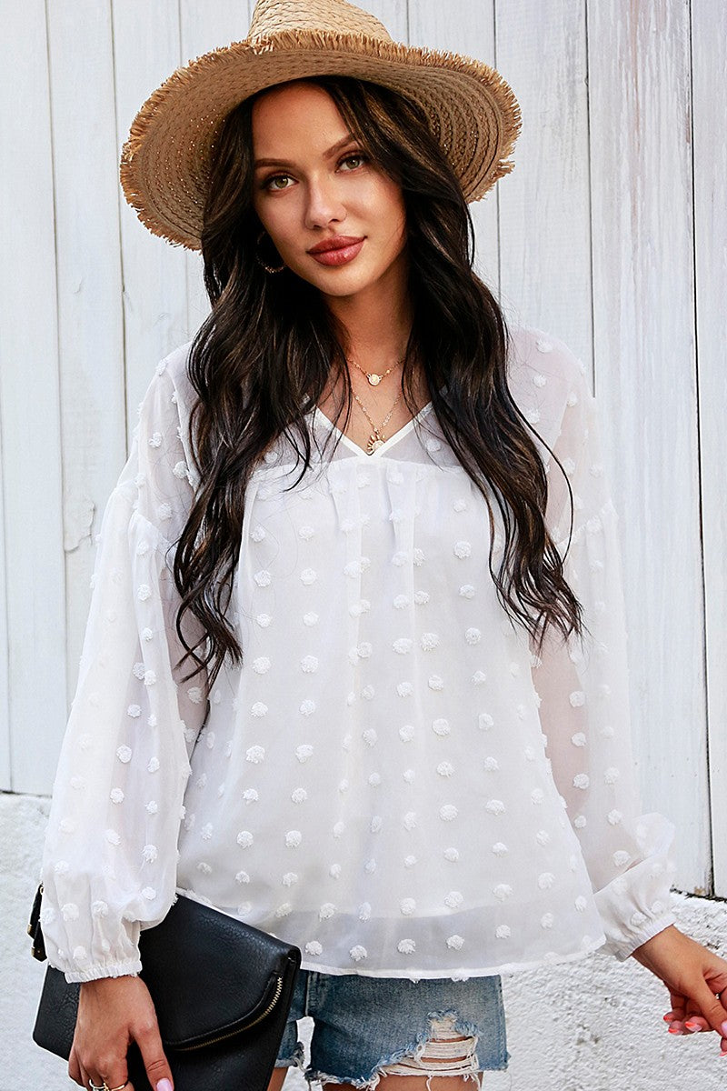Cozy Chic V Neck Long Sleeve Top