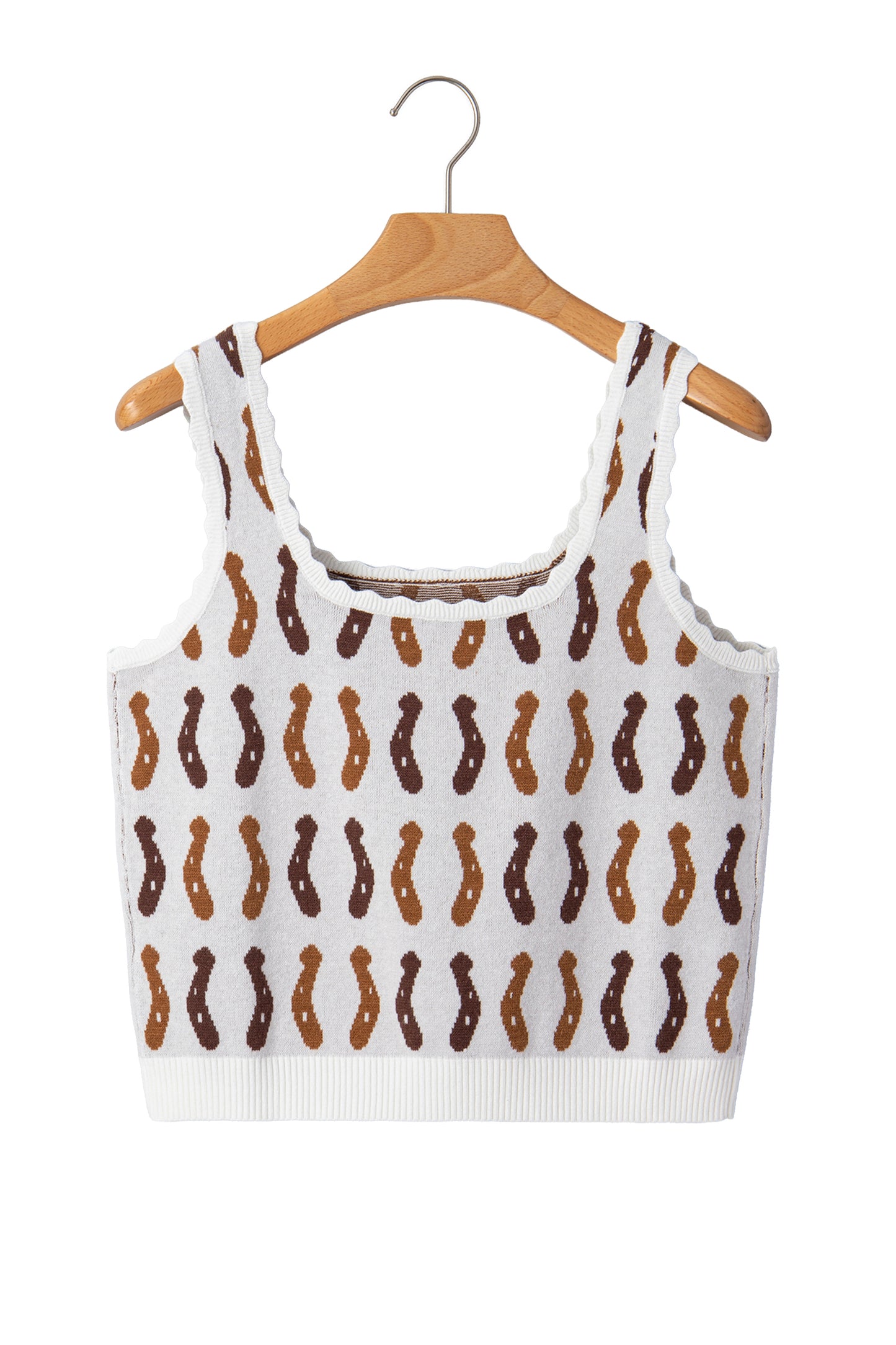 Western Leopard/ Horseshoe Printed Scalloped Trim Square Neck Sweater Vest