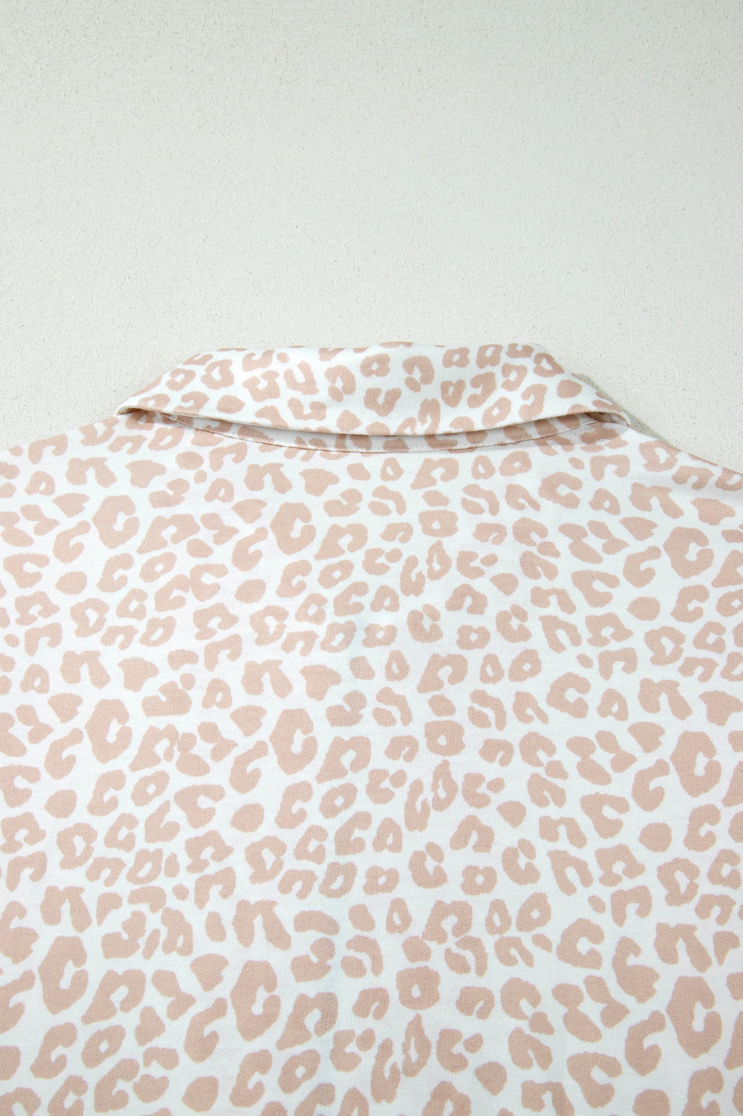 Beige Leopard Zip Polo Top 2pcs Short Set