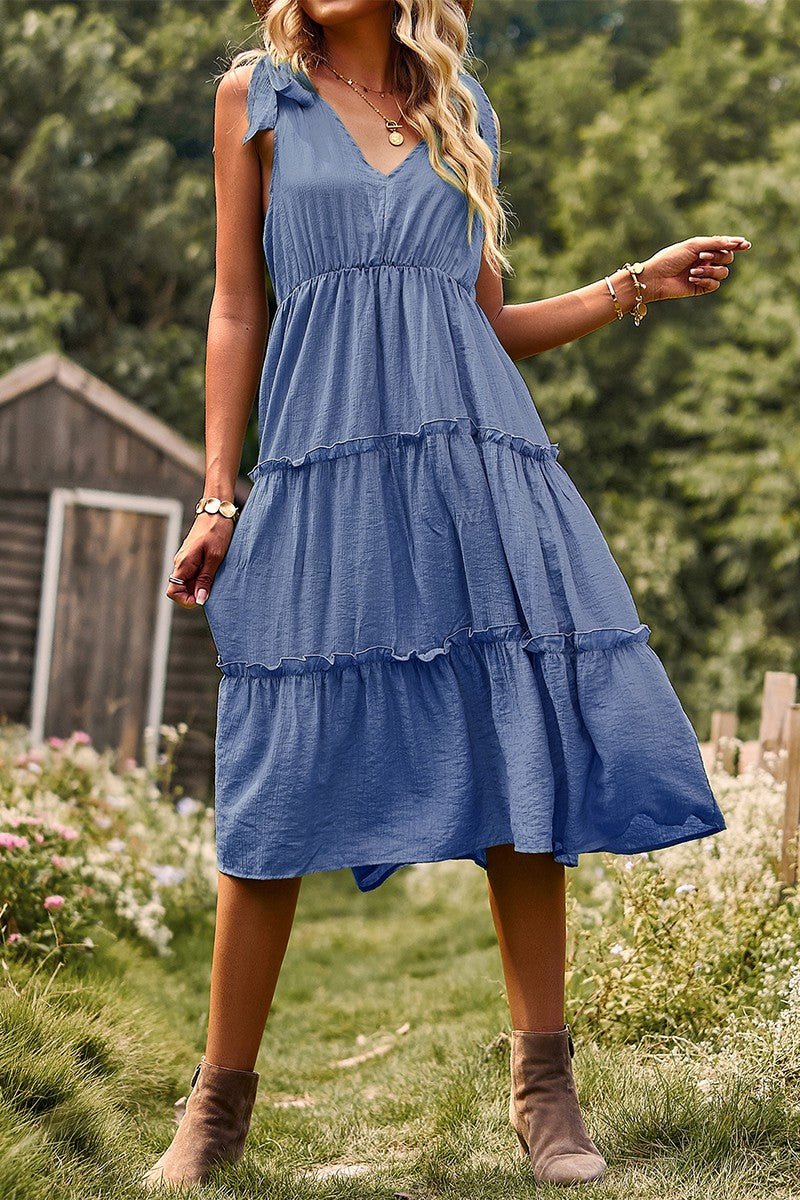 Elegant V-Neck Knot Dress | Dress - Women's | final sale, Sale, sale 12-14 | Elings