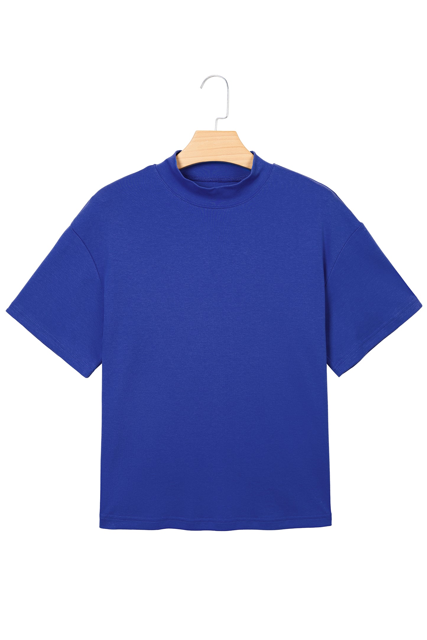 Pink Solid Color High Neck Oversize Tee