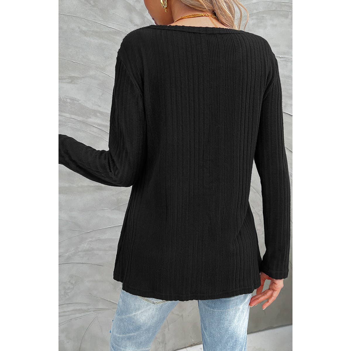 Crewneck Button Trim Slip Loose Sweatshirt