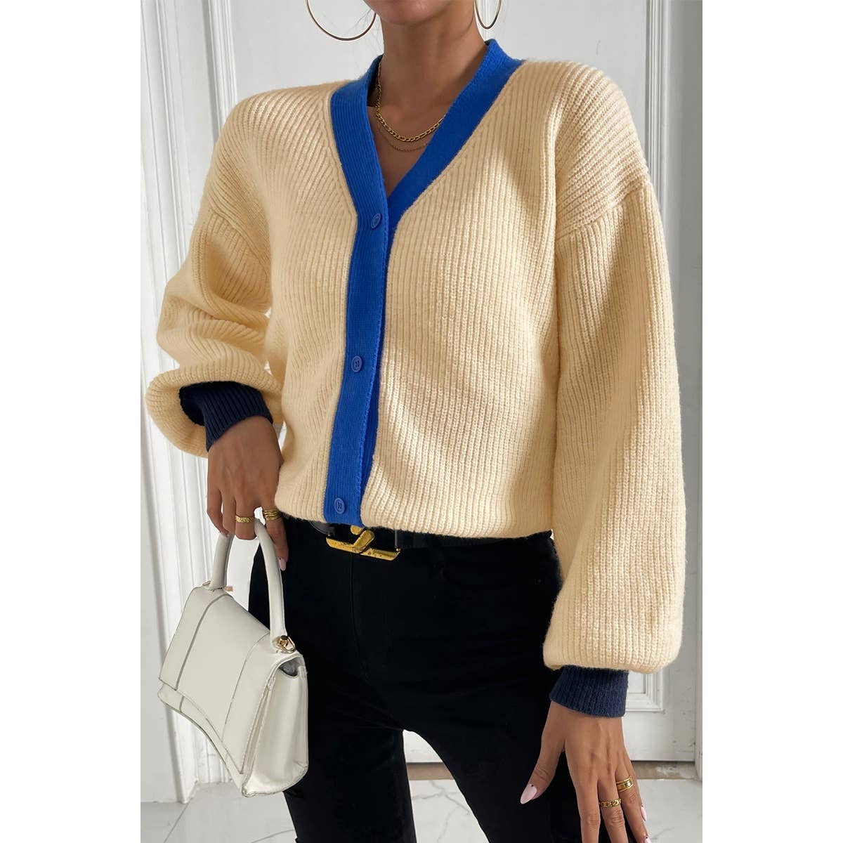 Multi Color Open Front Button Knit Loose Sweater | Sweatshirt - Women's | New Arrivals, SWEATER, Sweatshirt | Elings