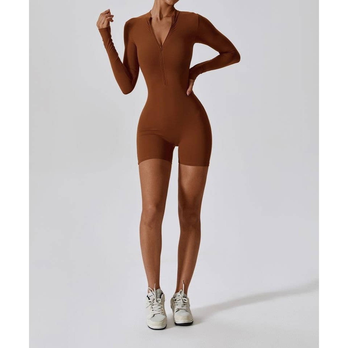 Front Open Zipper Sports Tight Yoga Jumpsuit