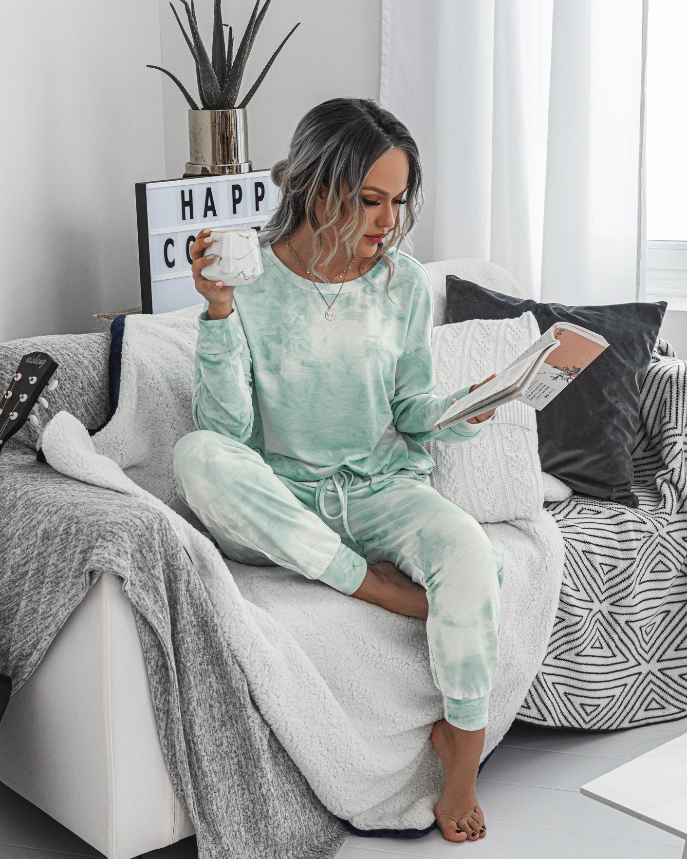 Comfy Round Neck Tie Dye Women Top and Pants Set