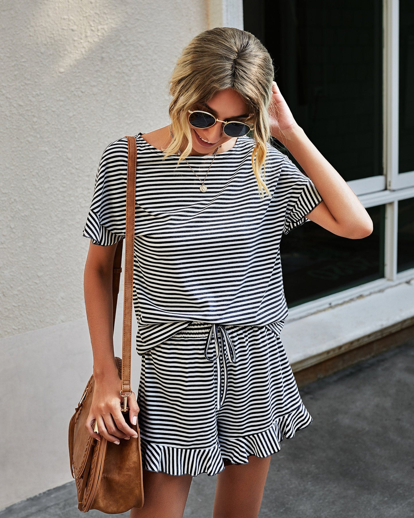 Striped Ruffle Lounge Set