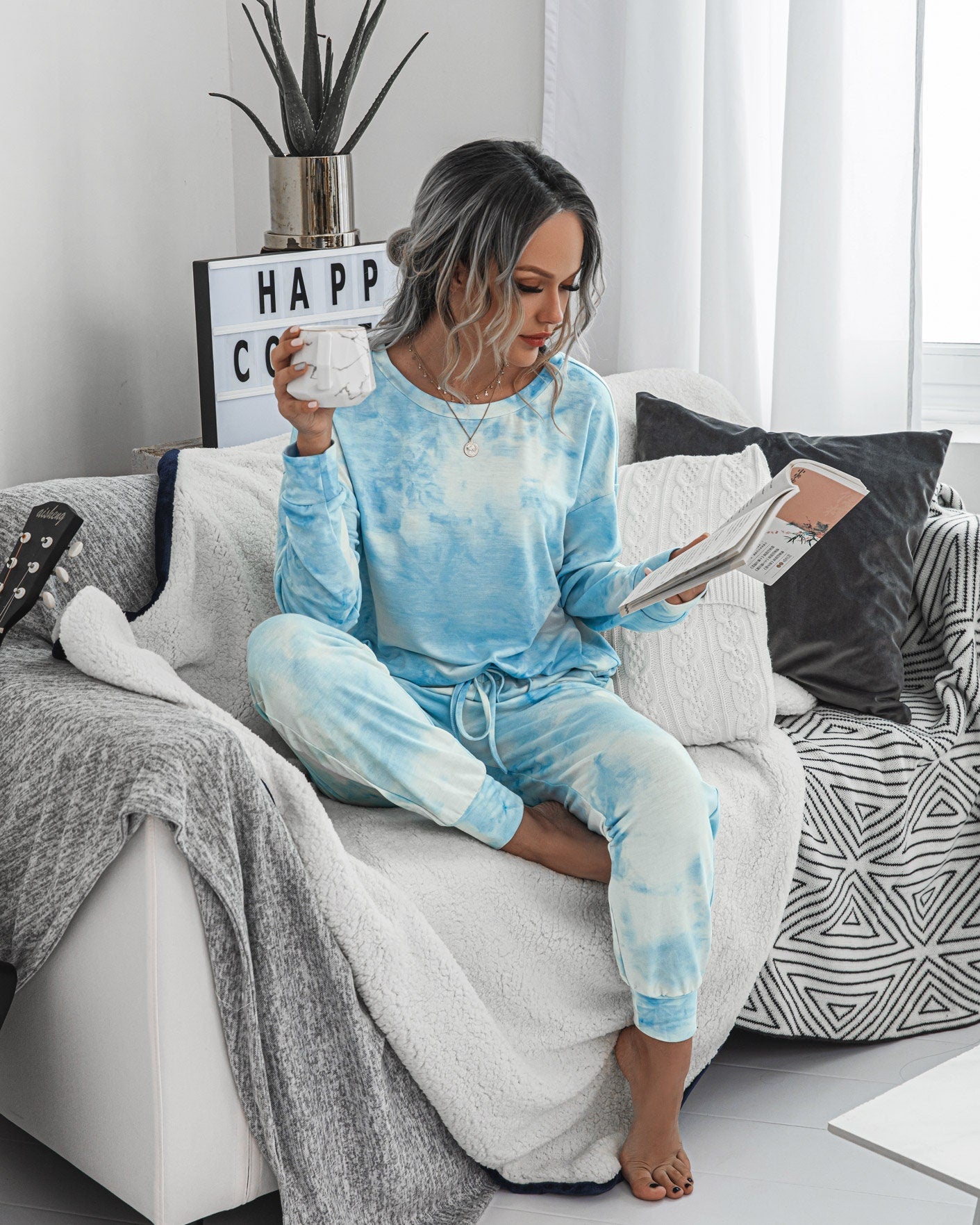 Comfy Round Neck Tie Dye Women Top and Pants Set