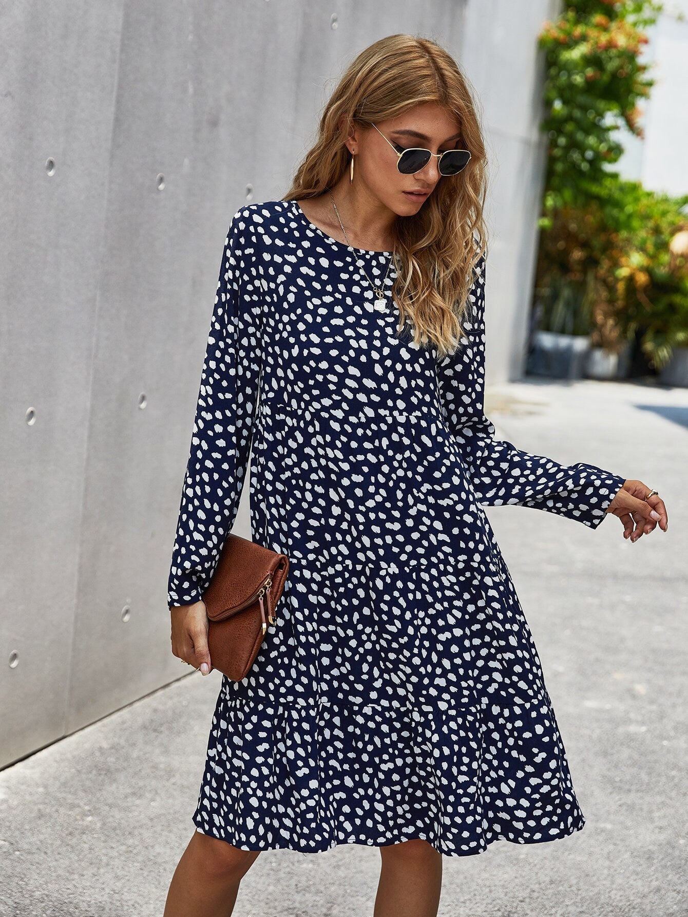 Polka Dot Ruffle Sleeve Dress