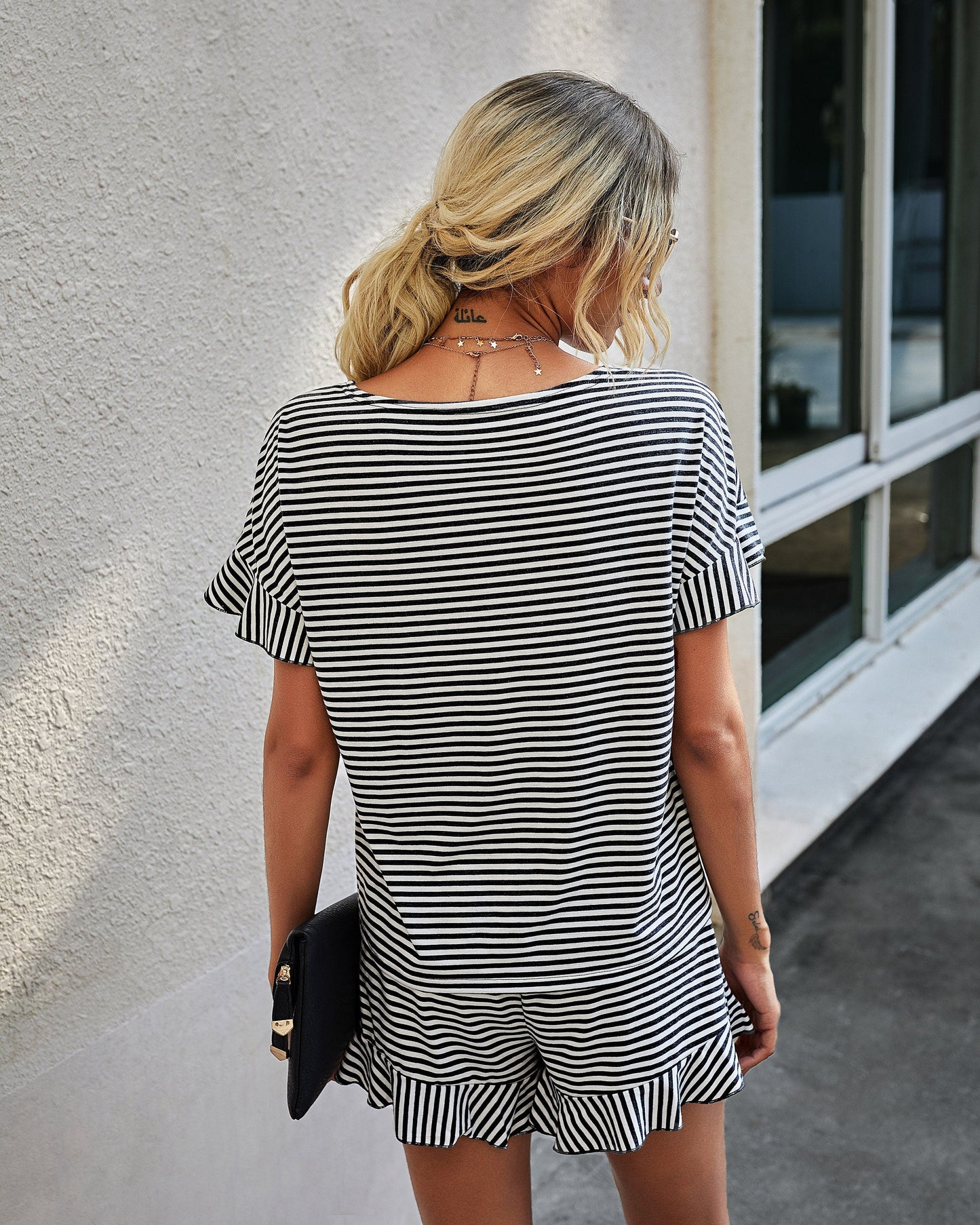 Striped Ruffle Lounge Set