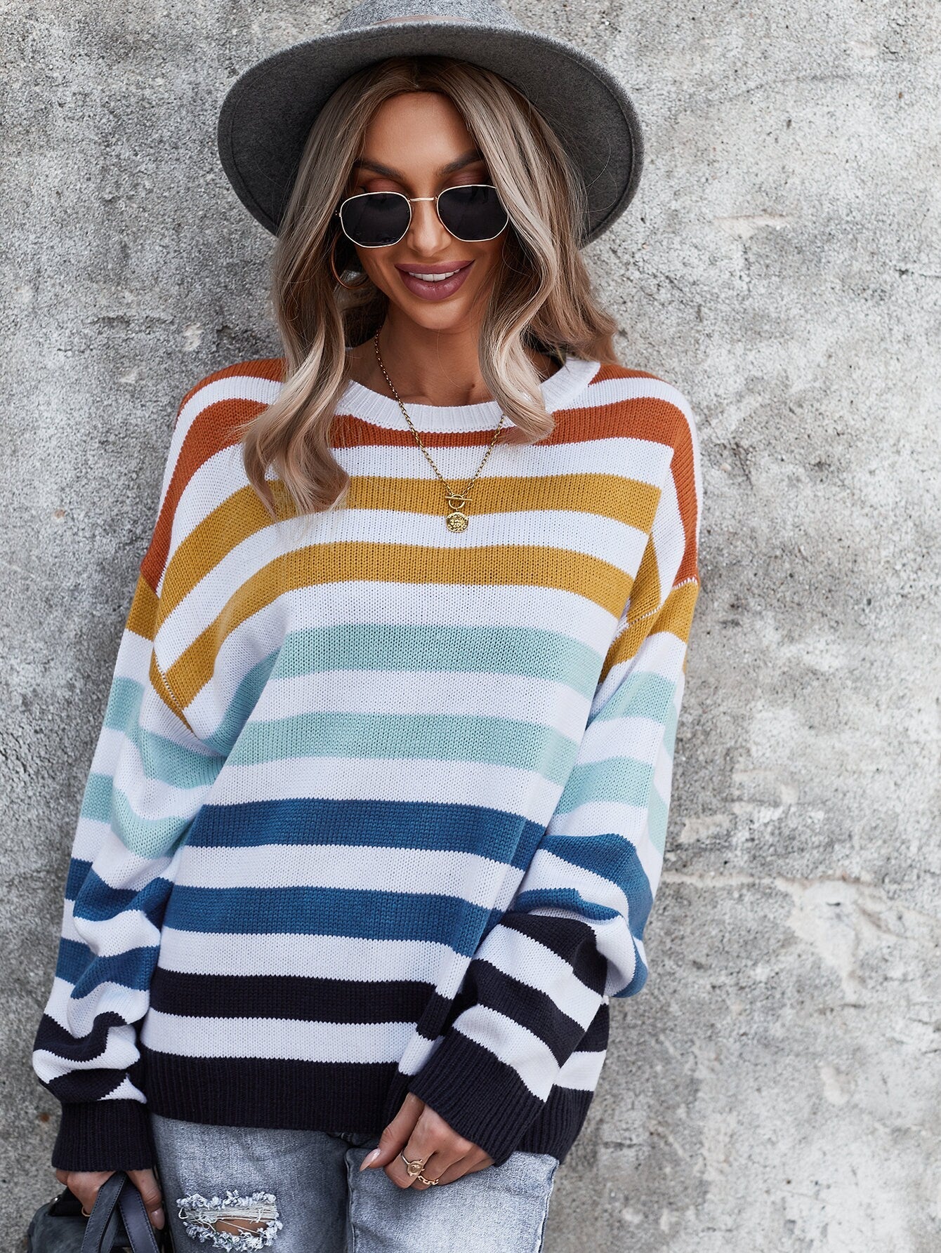 Striped Color Block Women's Sweater