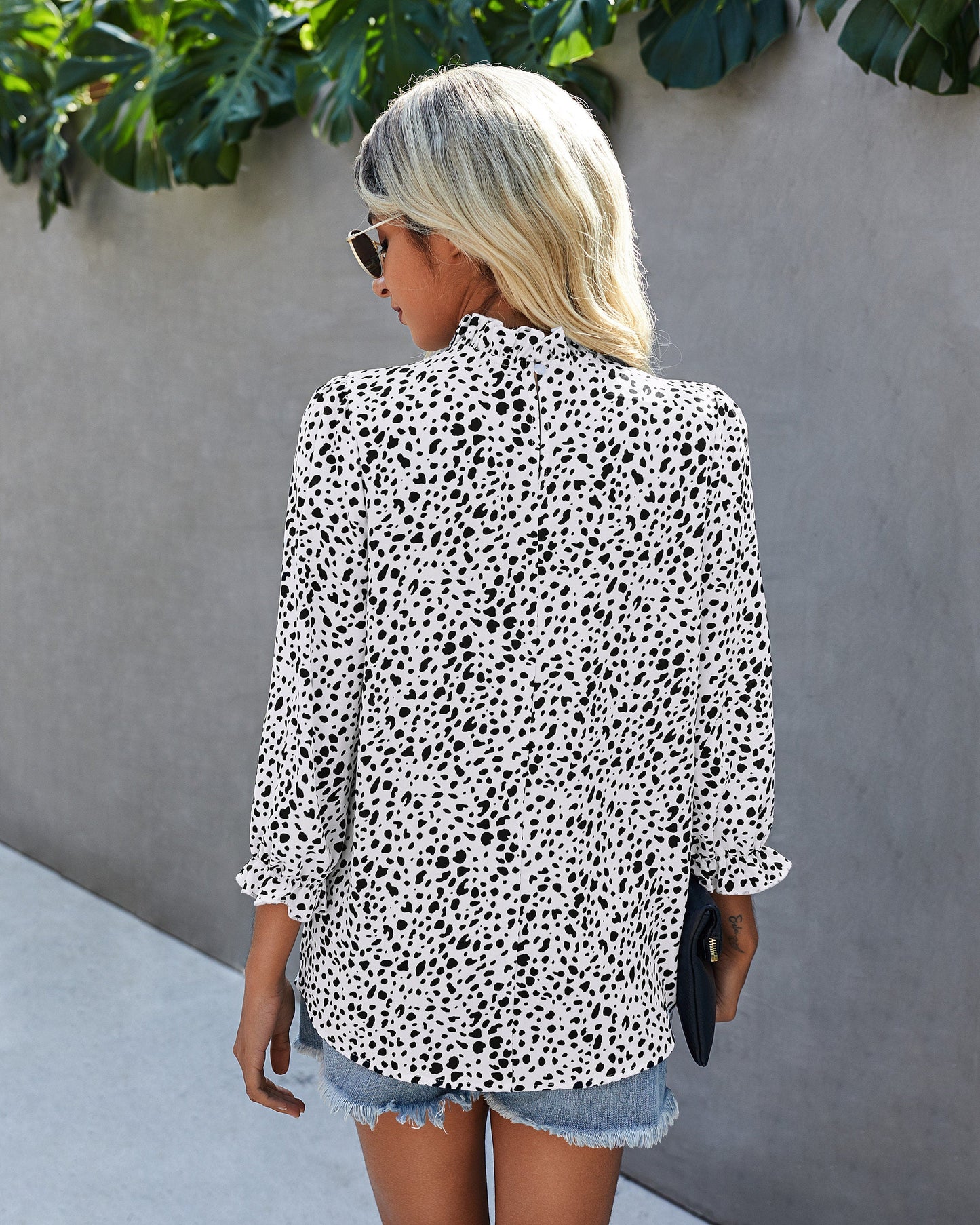 Polka Dot Chic High Neck Blouse