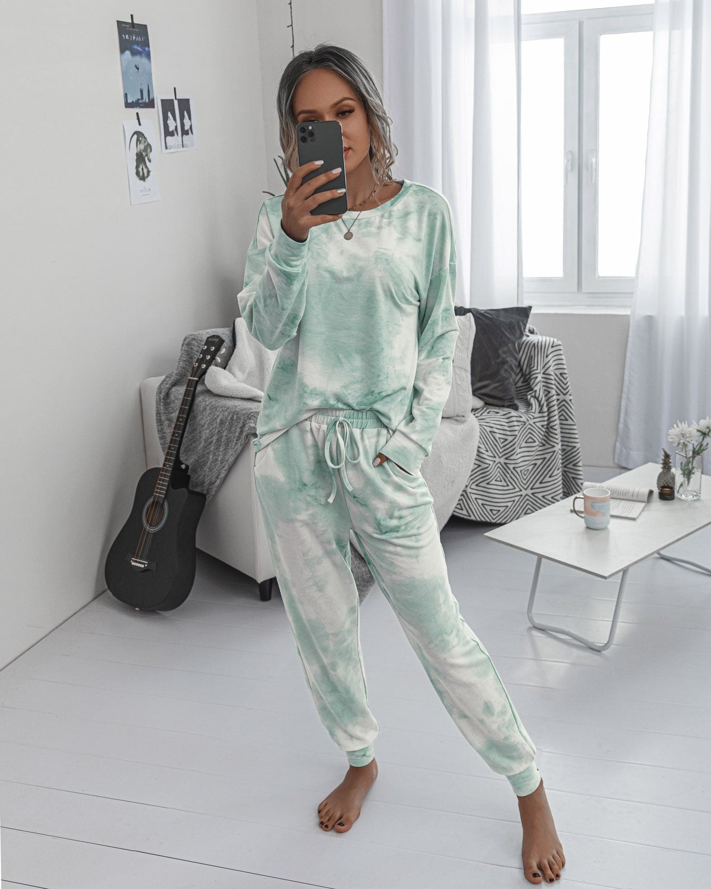 Comfy Round Neck Tie Dye Women Top and Pants Set