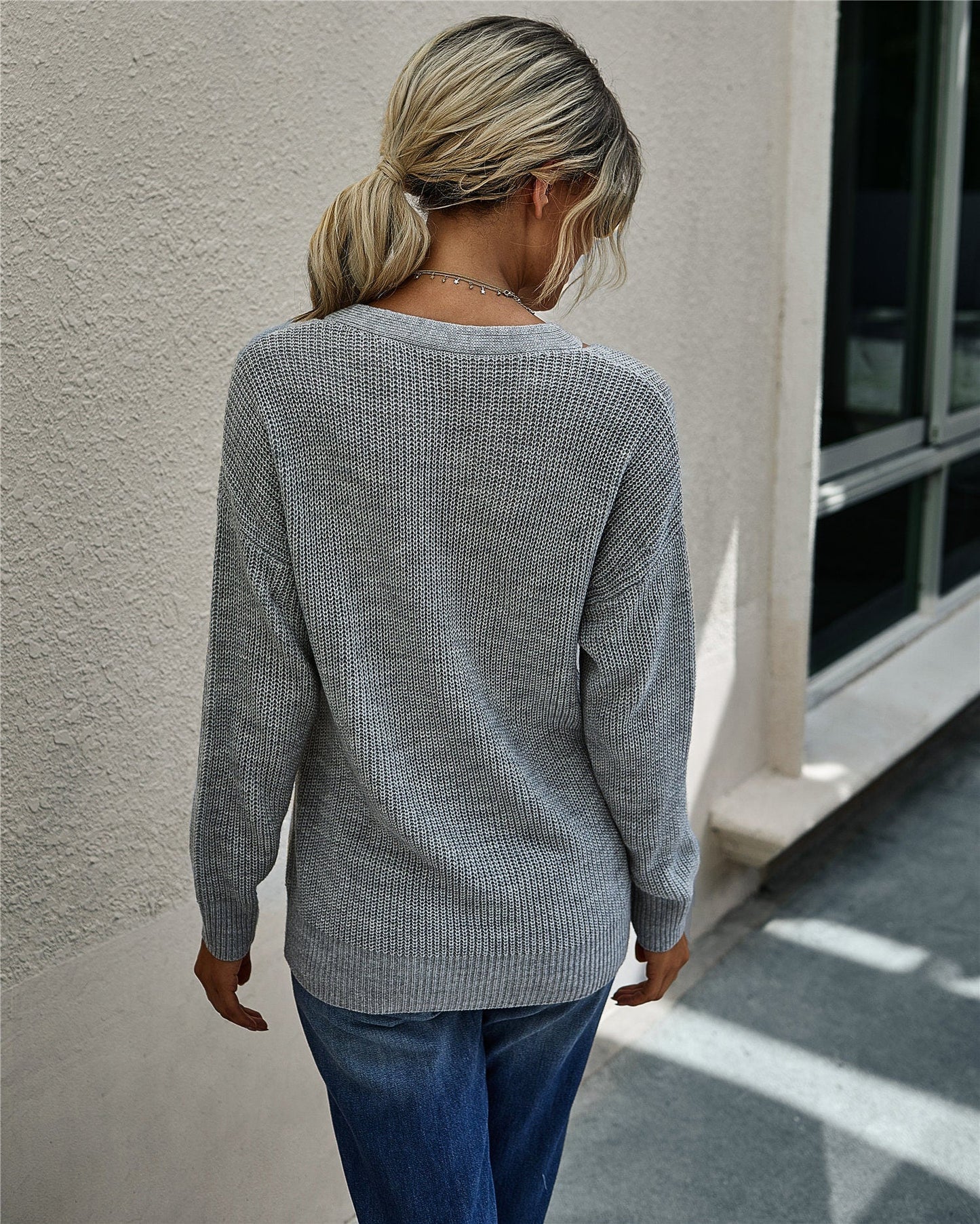 Cozy Chic V Neck Knit Sweater