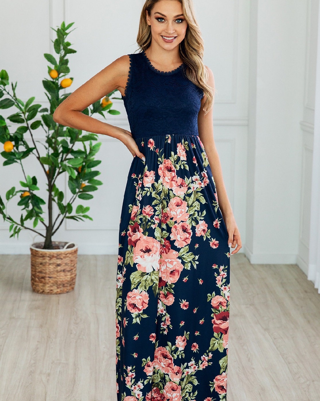Floral Lace Maxi Dress