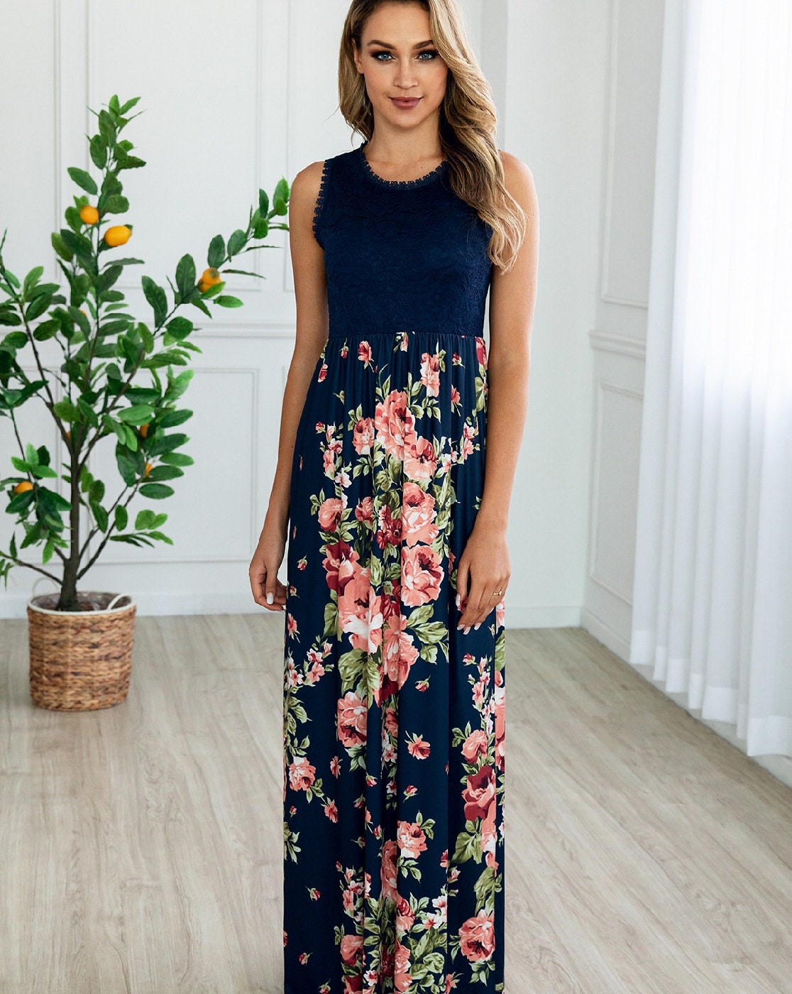 Floral Lace Maxi Dress