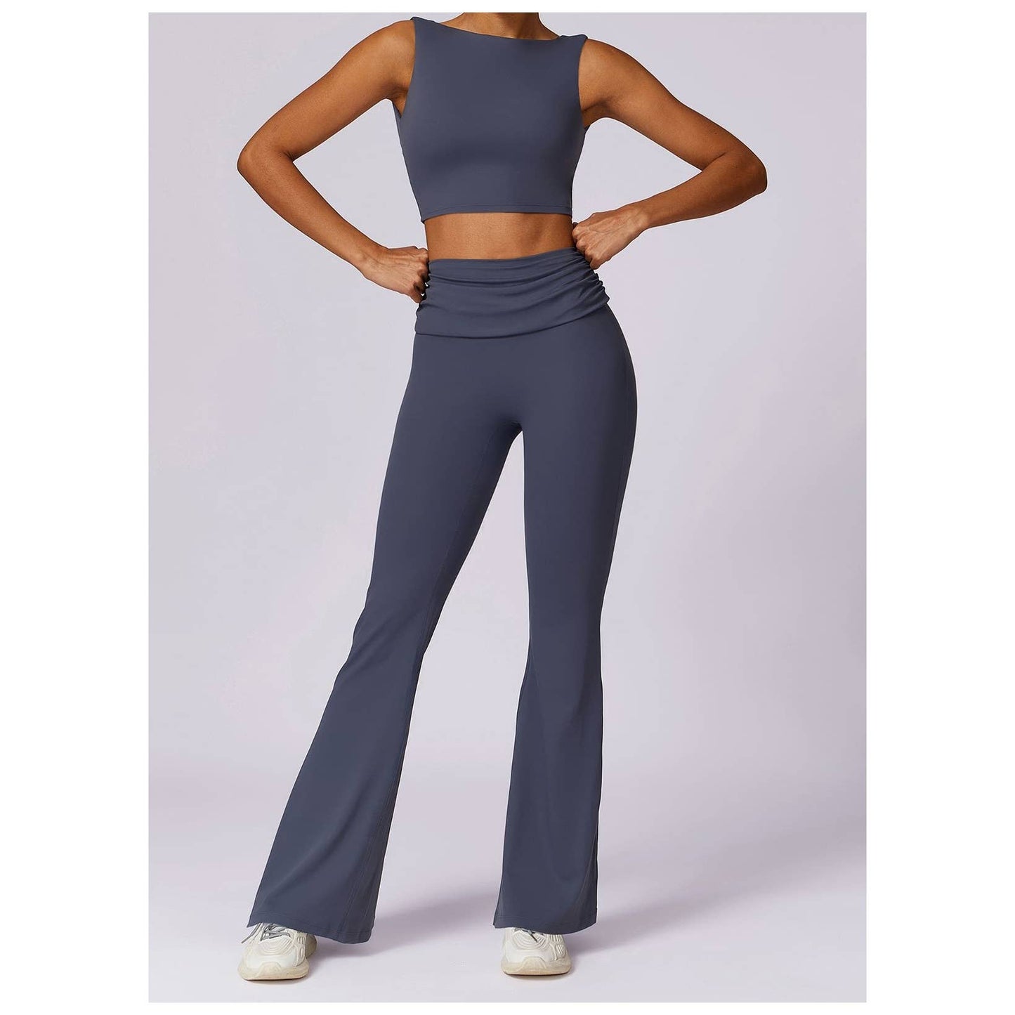 Ruched High Waist Solid Long Elastic Flare Pants | Pants - Women's | eb bottoms, eb sports, F, new arrival, shoppe247 | Elings