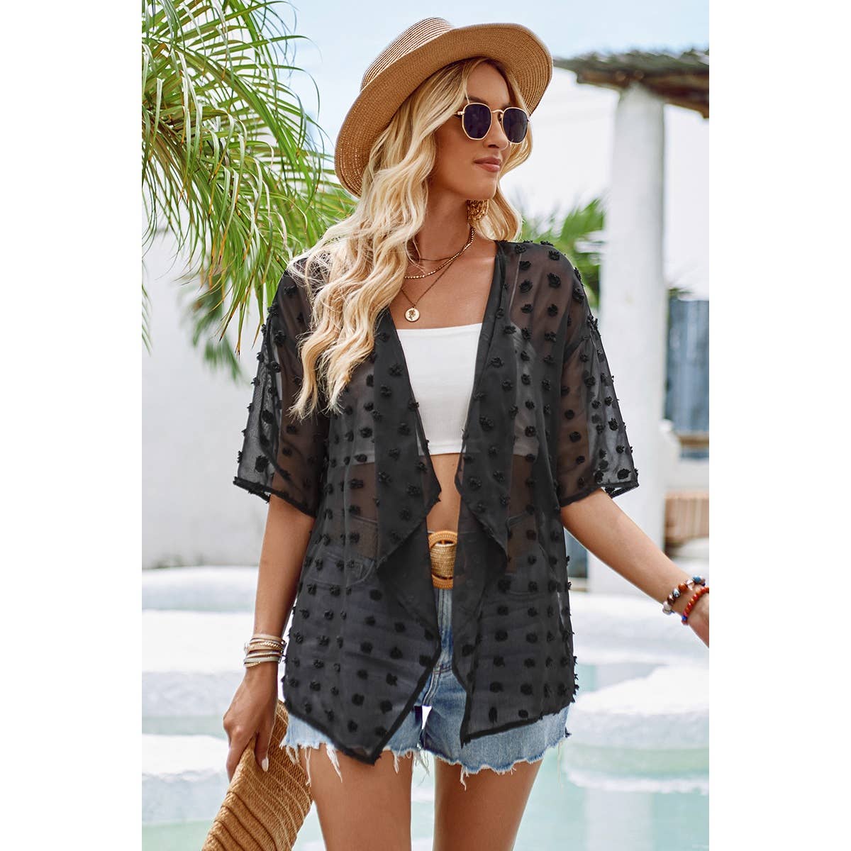 See Through Swiss Dot Loose Kimono - Elings