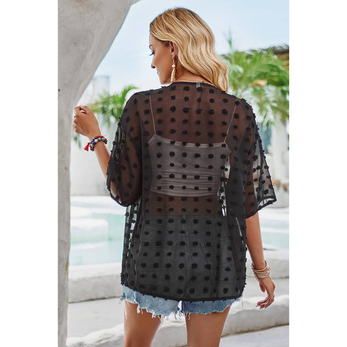 See Through Swiss Dot Loose Kimono - Elings