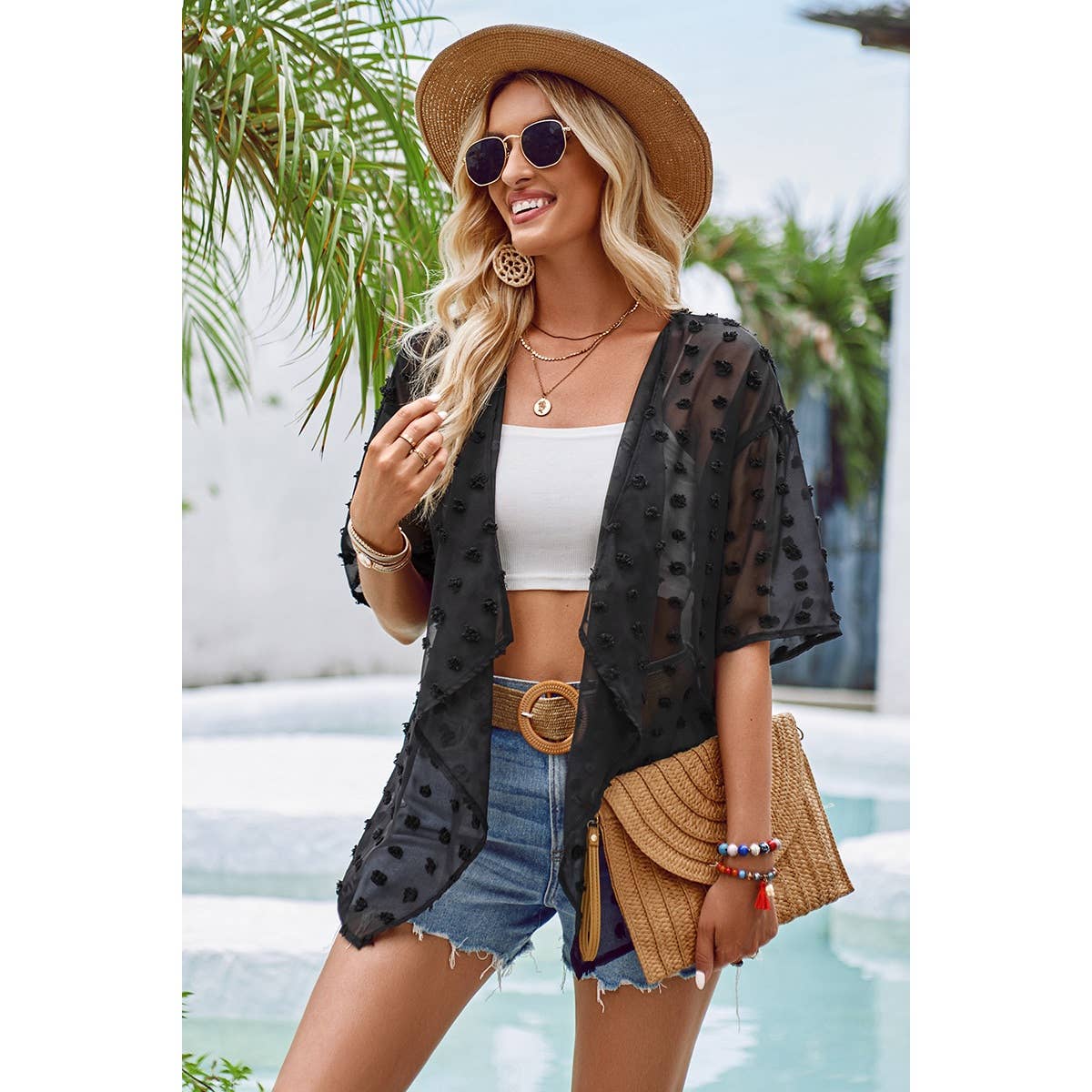 See Through Swiss Dot Loose Kimono - Elings