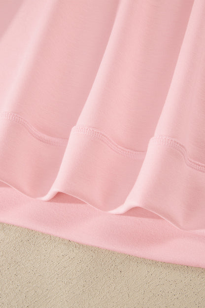 Solid Color Exposed Seam Mock Neck Oversize Tee Casual Shorts 2pcs Outfit