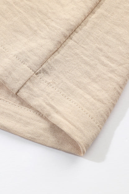 Apricot Short Bubble Sleeve Smocked Wide Leg Jumpsuit