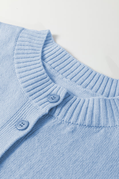 Lavendula 3/4 Sleeve Boxy Knit Button Down Sweater Cardigan