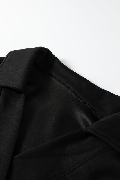 Bristol Black Collared V Neck Pullover Sweatshirt Sweatpants Set