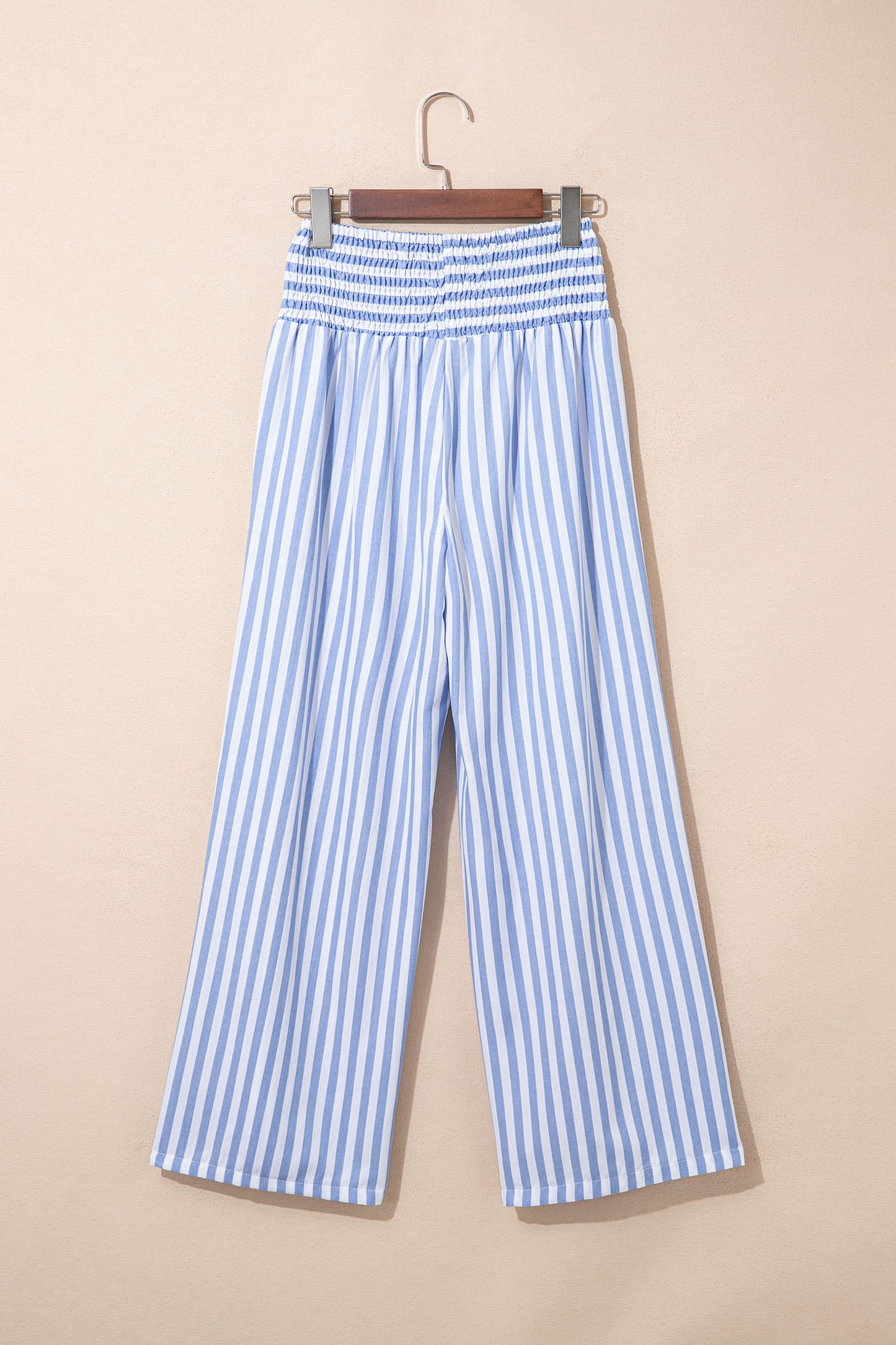 Stripe Shirred High Waist Loose Summer Pants
