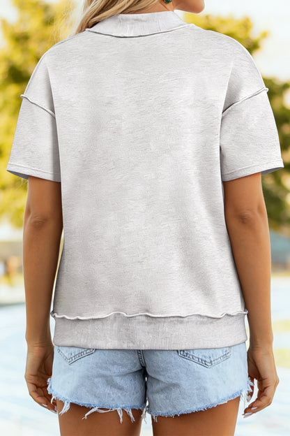 Exposed Seam Detail Mock Neck Tee