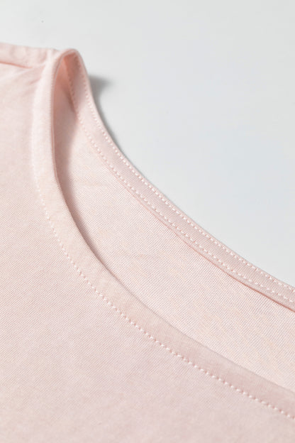 Gossamer Pink Ruffle Sleeve Long Sleeve Loose Pullover Top