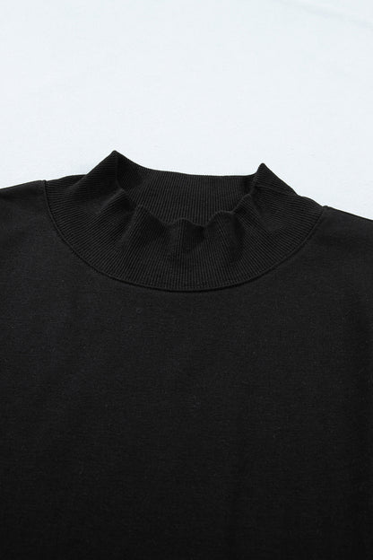 Solid Color High Neck Cap Sleeve Loose Top