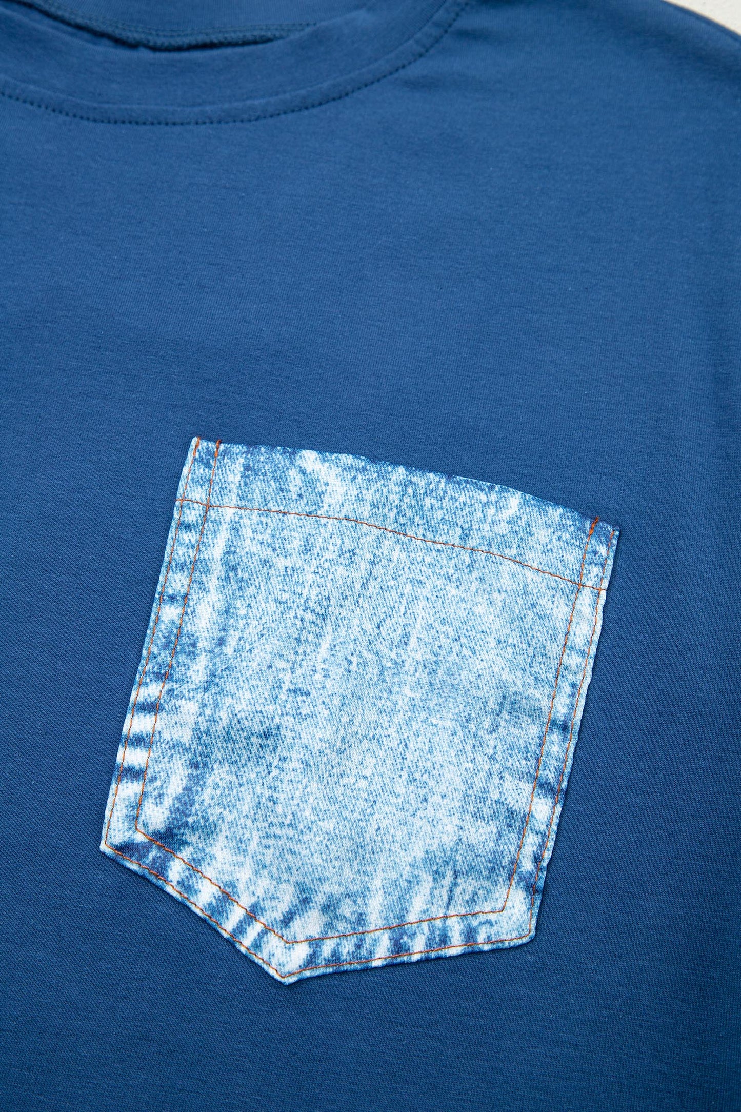 Color Block Chest Pocket Patched Casual Short Sleeve Top