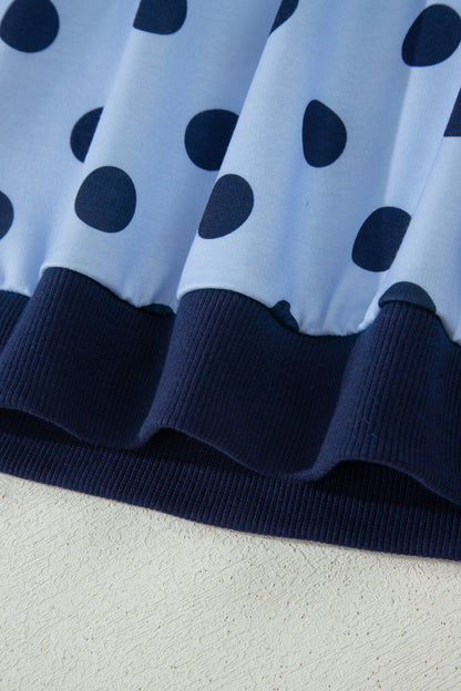 Color Block Trim Polka Dot Casual Tee