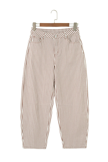 Stripe Casual Barrel Jeans