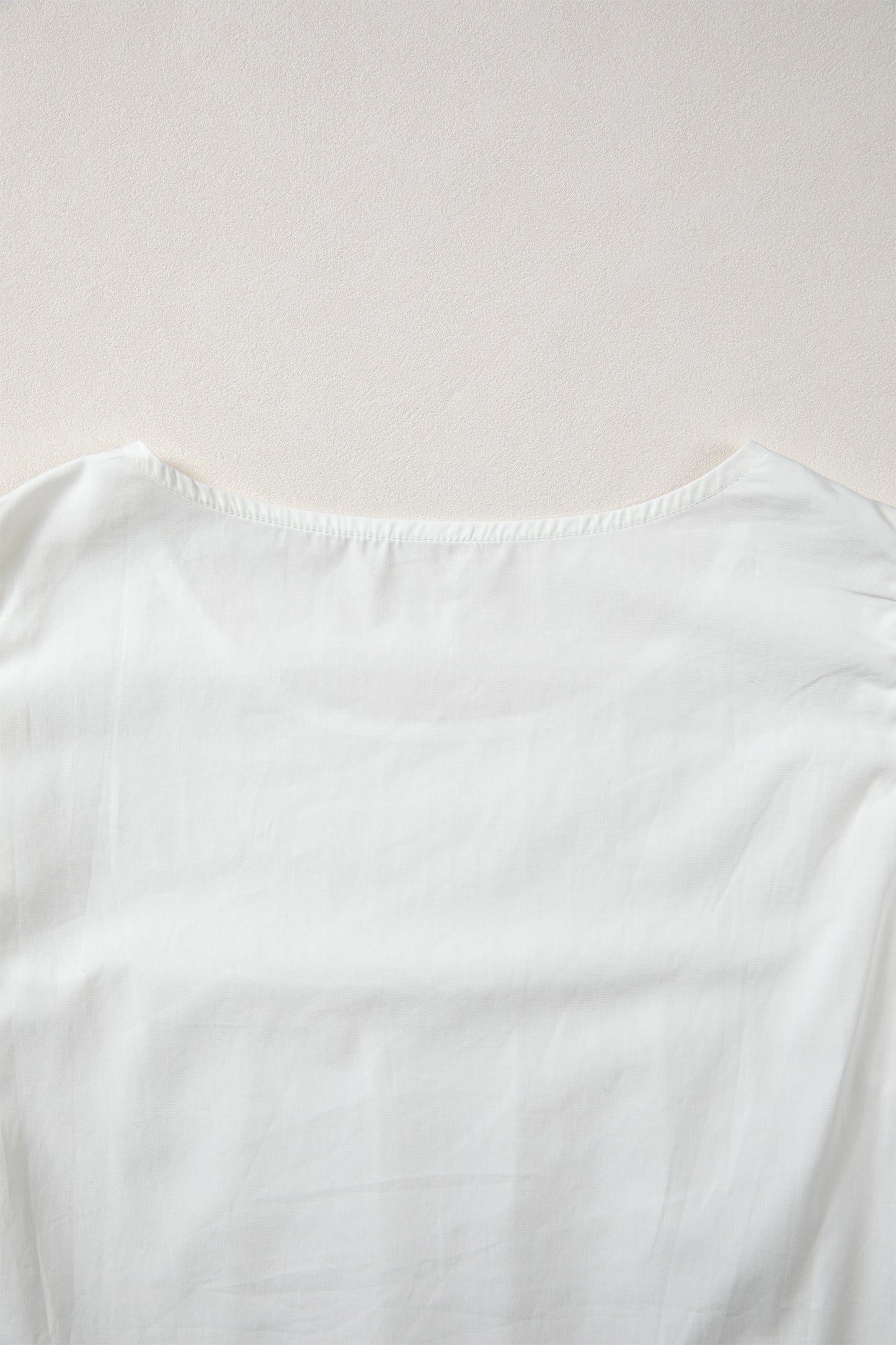Lace Detail Flutter Sleeve Pleated Round Neck Blouse