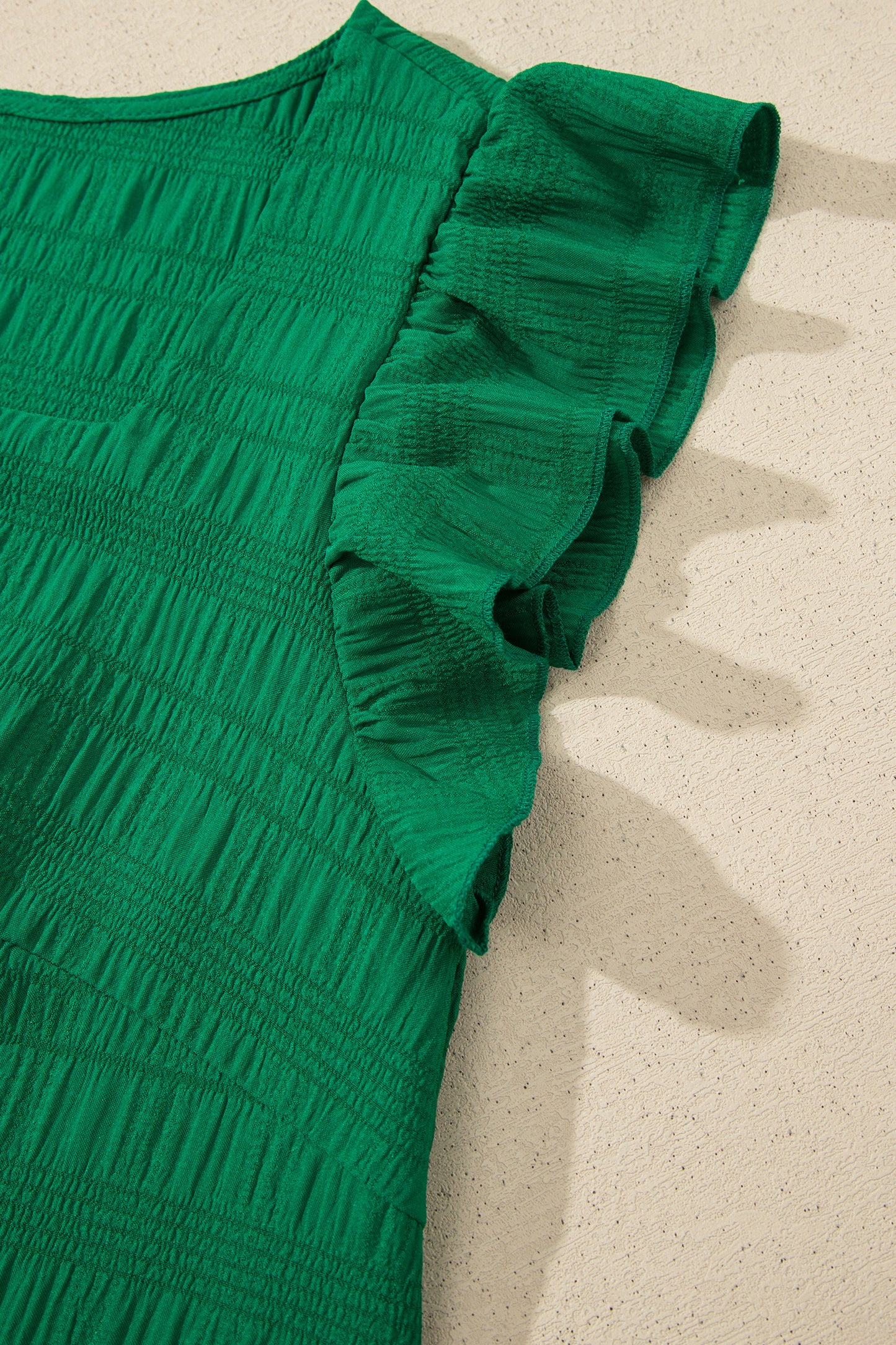 Textured Square Neck Top and Shirred High Waist Shorts Set