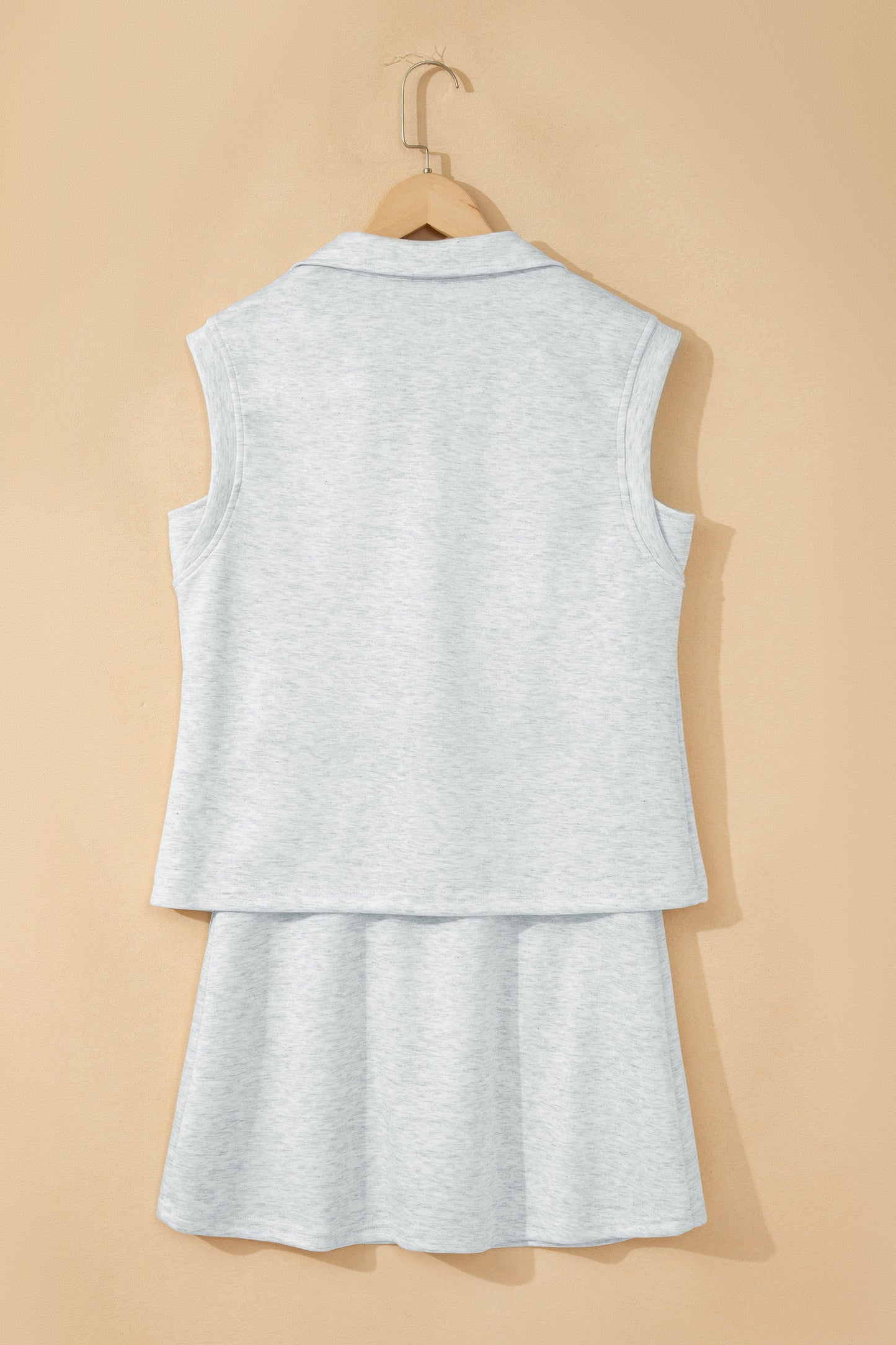 Solid Color Sleeveless Zipper Tank and Skort Set