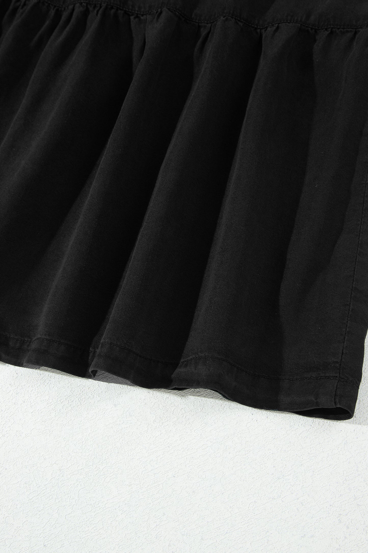 Elastic Waist Ruffled Tiered Flared Denim Maxi Skirt