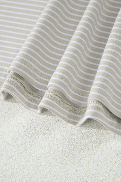 Stripe Dolman Sleeve Polo Shirt and Drawstring Shorts Set