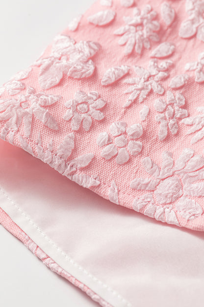 Floral Textured Jacquard Puff Sleeve Blouse