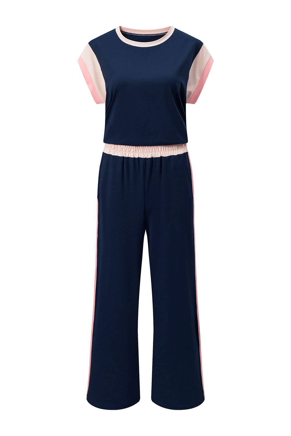 Color Block Detail Casual Two-piece Set