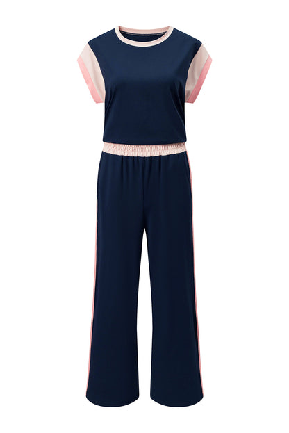 Color Block Detail Casual Two-piece Set