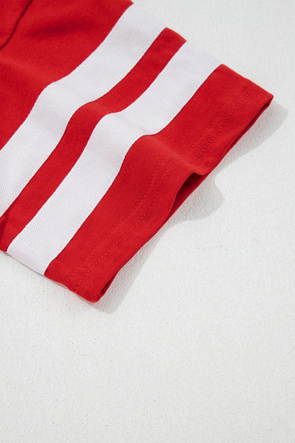 Varsity Striped Short Sleeve Crew Neck T Shirt