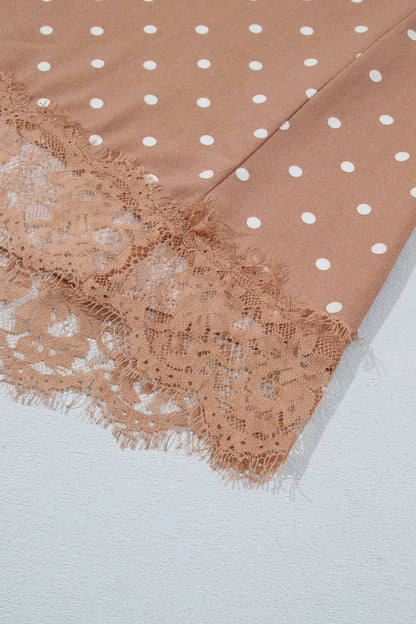Polka Dot Lace Hem Elegant Long Shift Skirt