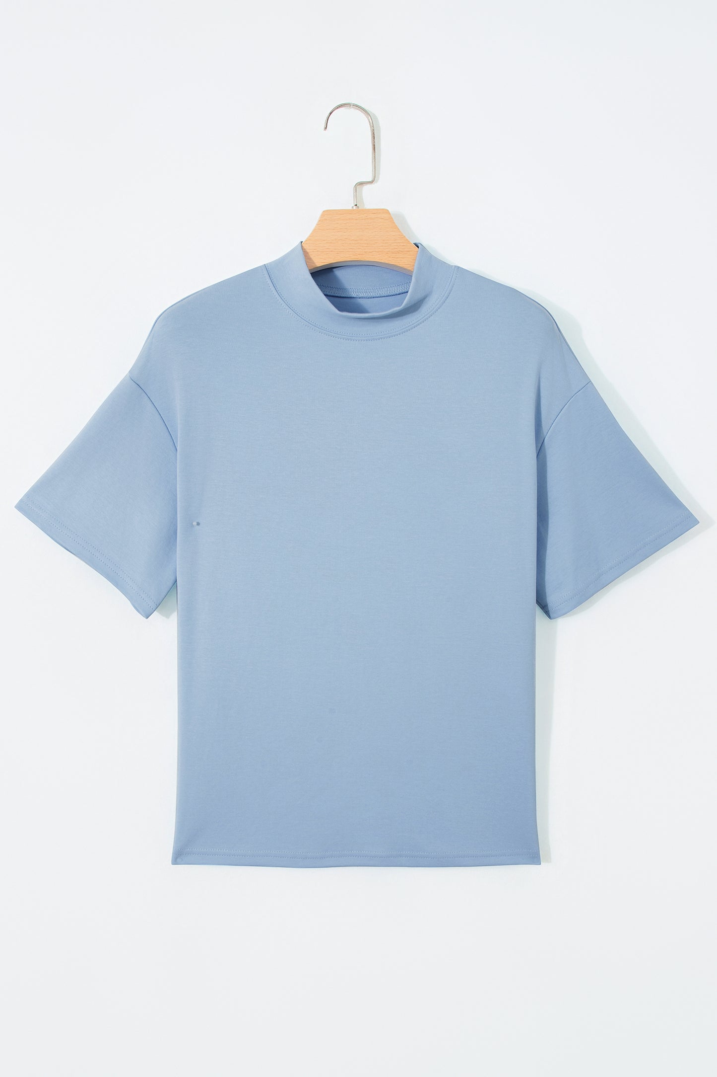 Pink Solid Color High Neck Oversize Tee