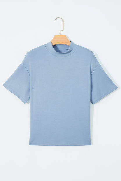 Pink Solid Color High Neck Oversize Tee