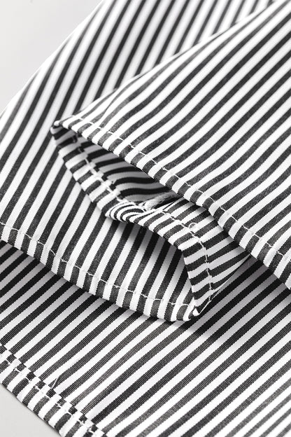 Stripe Striped Ruffle Sleeve Short Sleeve Round Neck Casual Shift Blouse