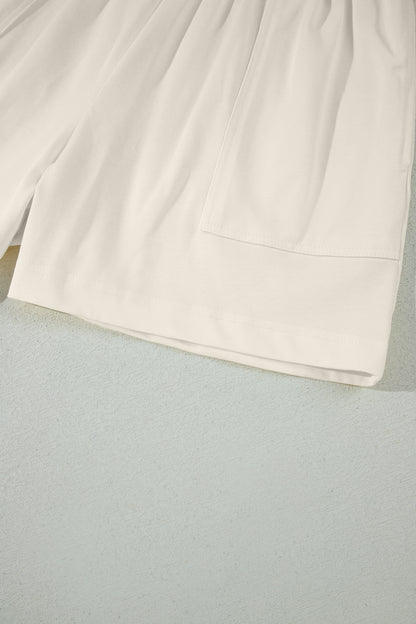 Stitched Detail Loose Tank Top Cotton 2pcs Short Set