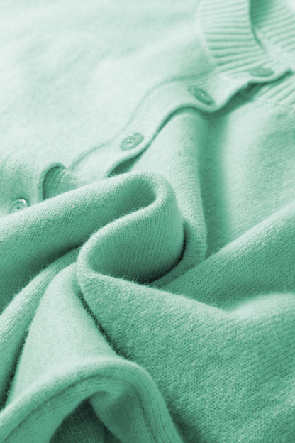 Lavendula 3/4 Sleeve Boxy Knit Button Down Sweater Cardigan