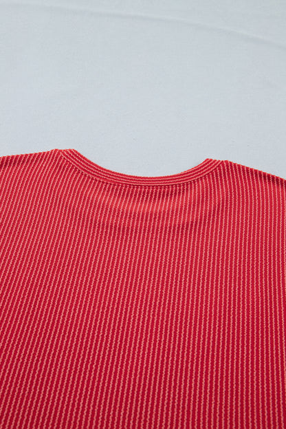 USA Graphic Half Sleeve Loose Ribbed Top